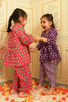 Purple Floral Dhoti Set (Set of Two)