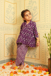 Purple Floral Dhoti Set (Set of Two)