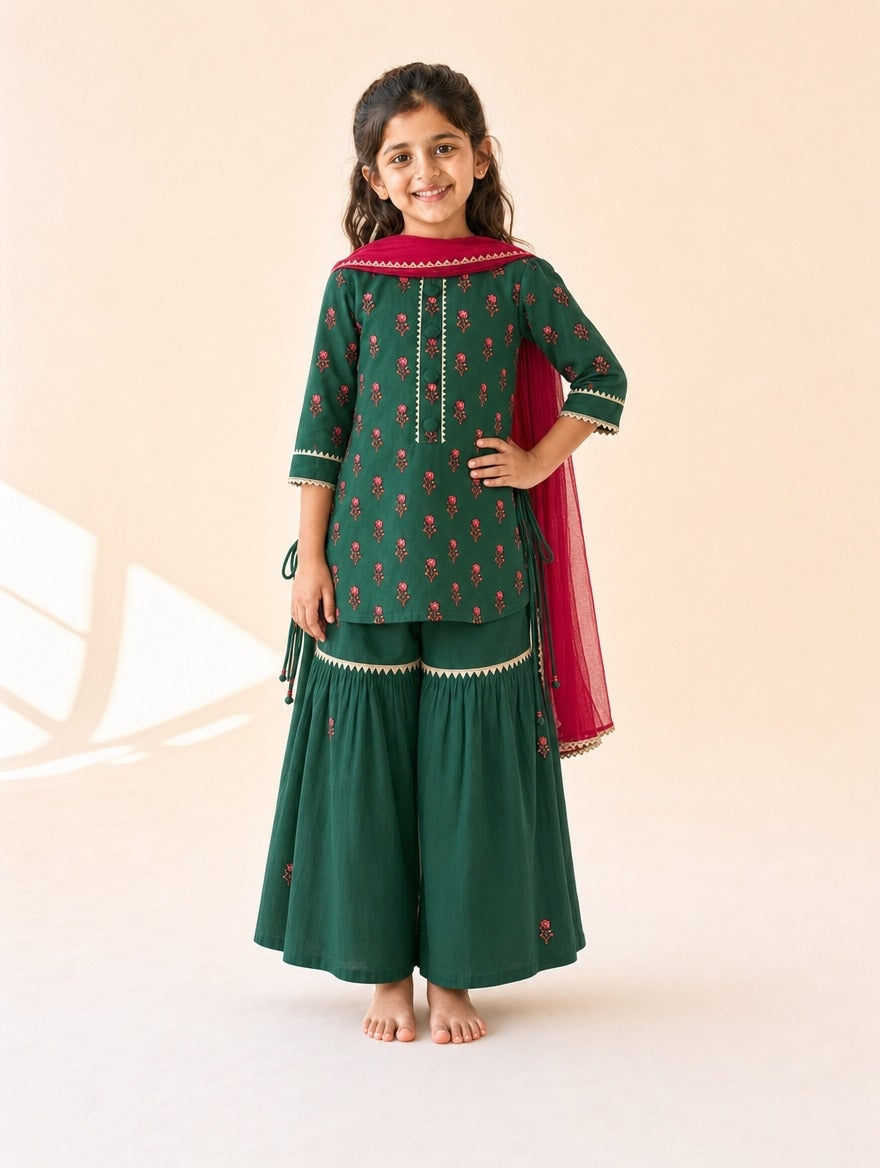 Emerald Bloom Sharara Set