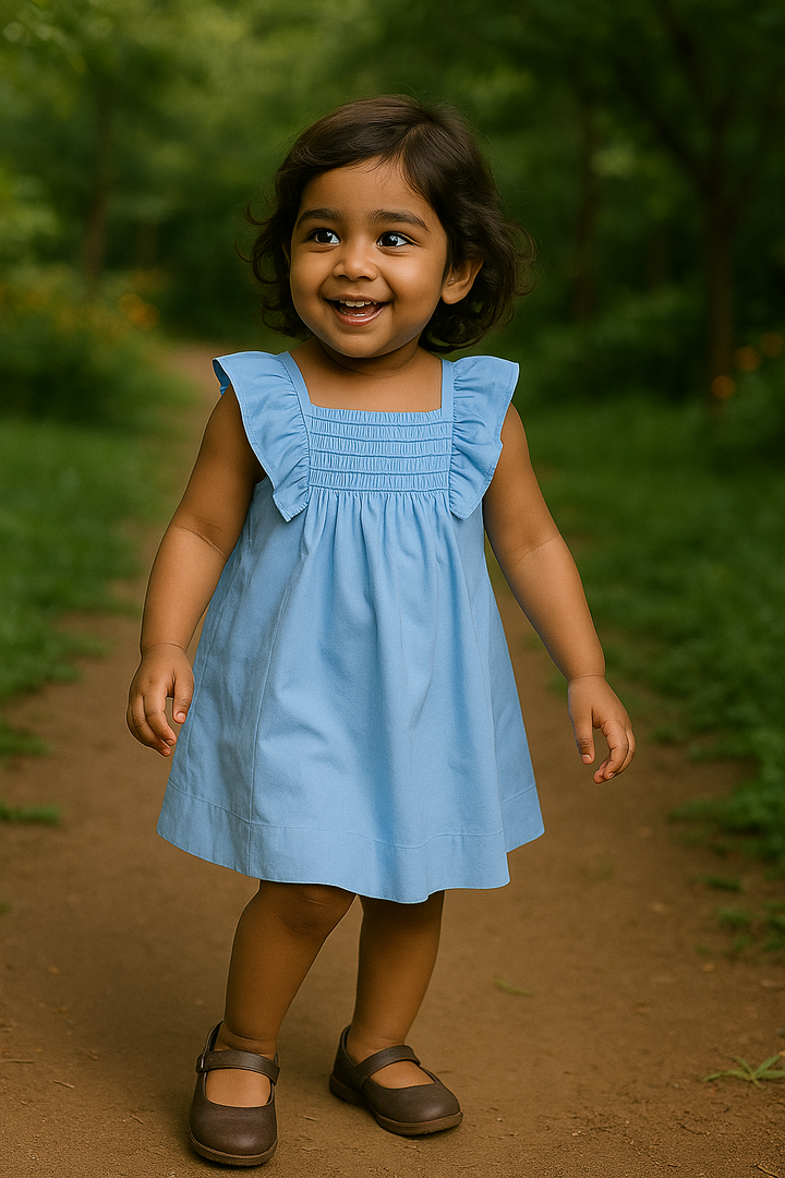 Ruffled blue dress