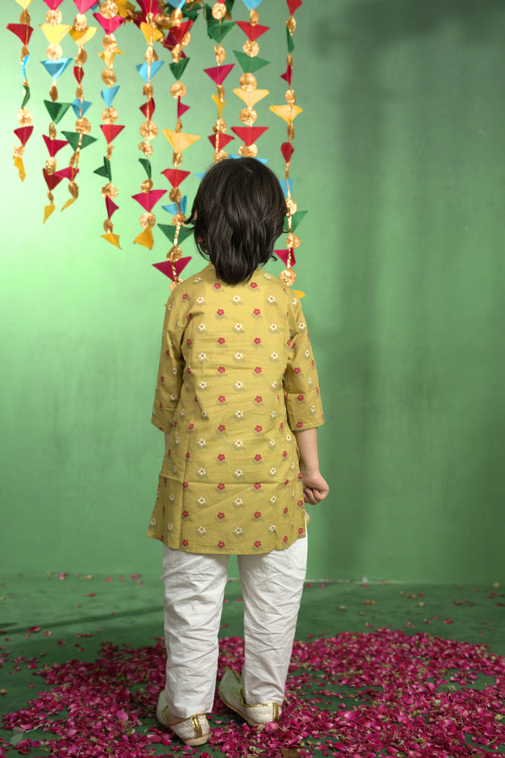 Mustard Floral Kurta Set