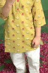 Mustard Floral Kurta Set