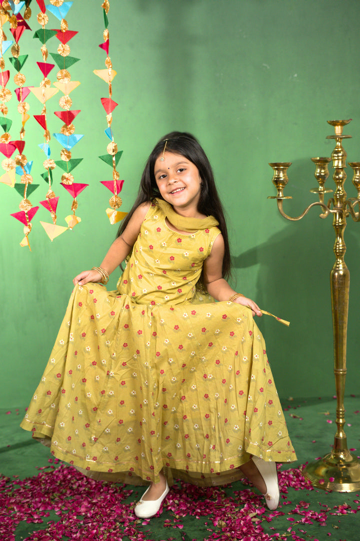 Mustard Floral Lehenga Set
