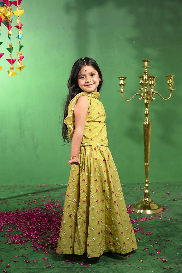 Mustard Floral Lehenga Set