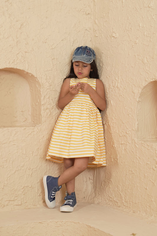 Yellow and White Stripe Dress