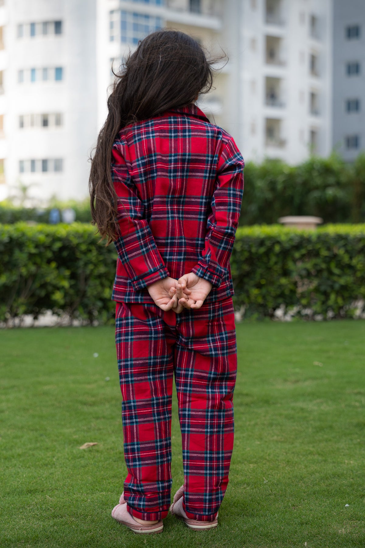 Red Tartan Checks Kids Pajama Set