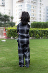 Black Winter Checks Kids Pajama Set