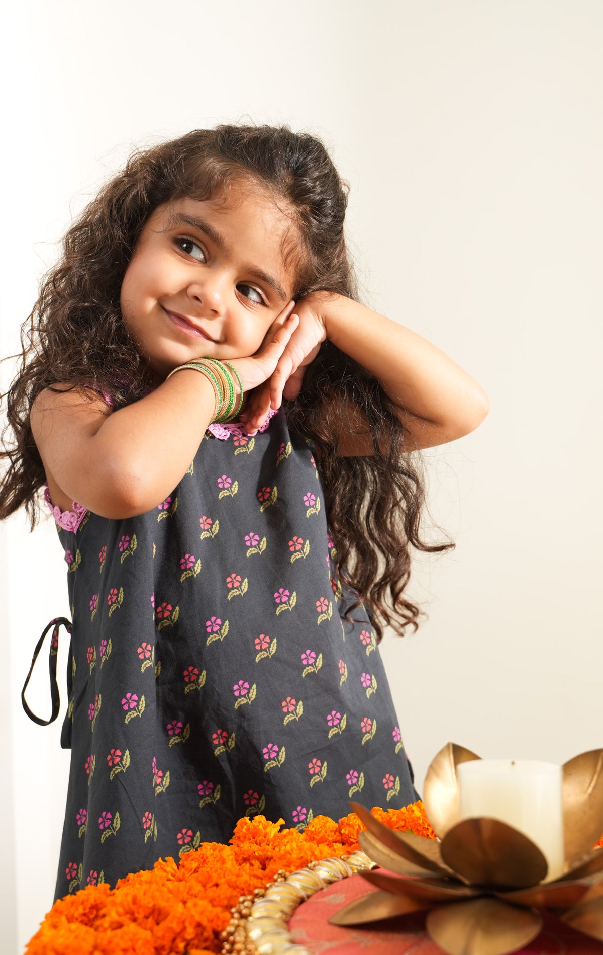 Noir Blossom Tulip Dhoti Set