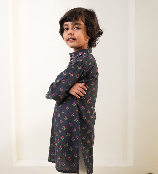 Noir Blossom Boys Kurta Set