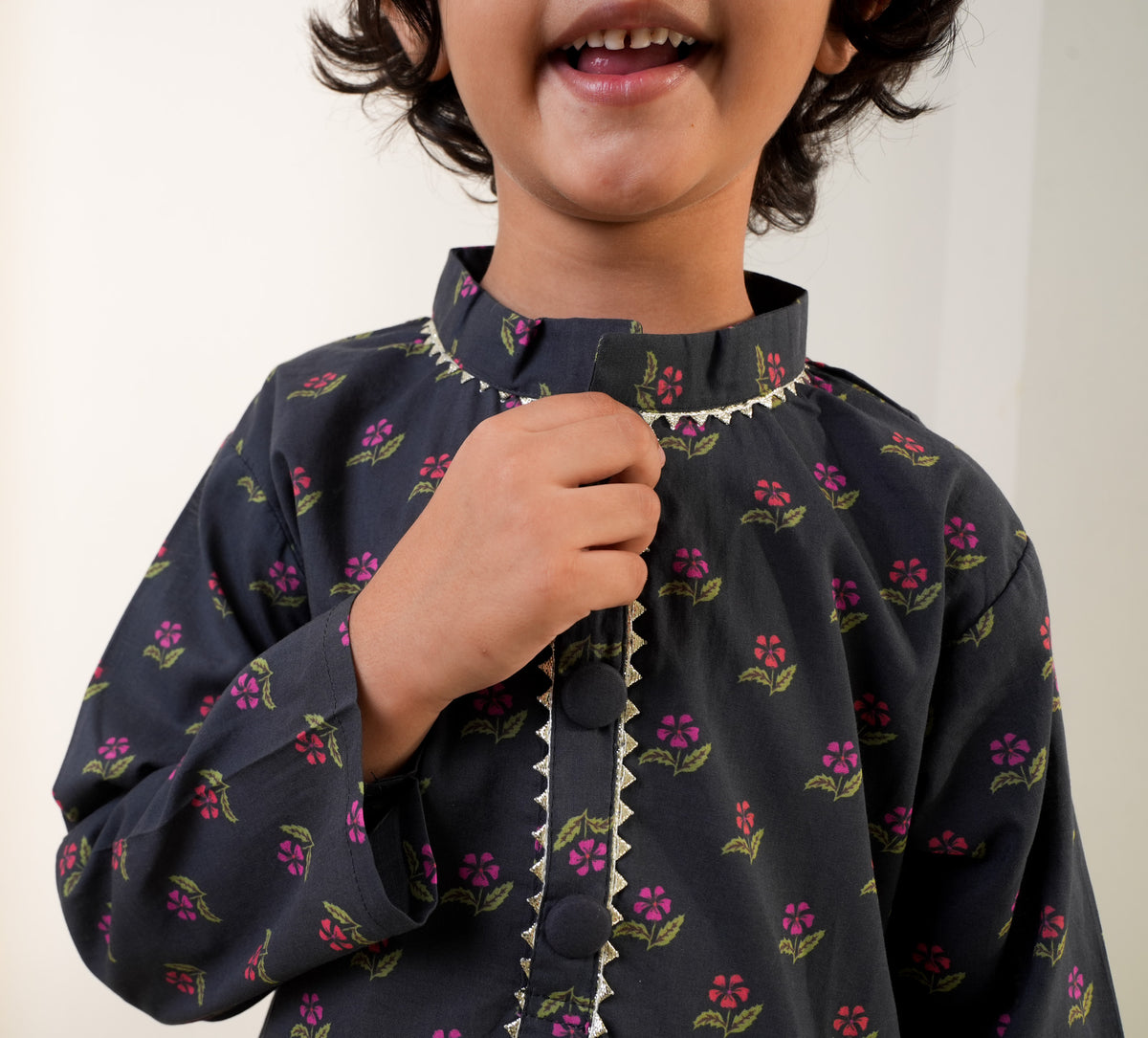 Noir Blossom Boys Kurta Set