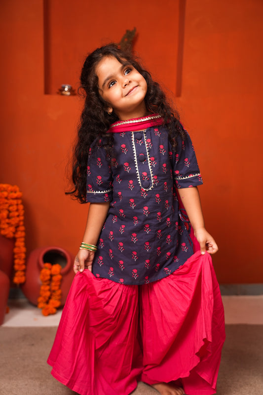 Midnight Bloom Gharara Set