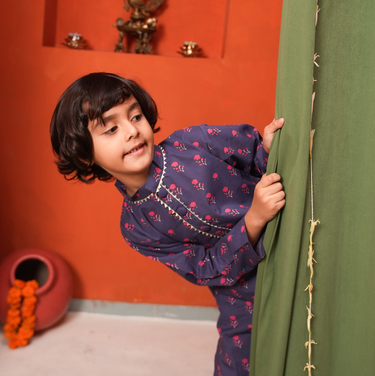 Midnight Bloom Boys Kurta Set