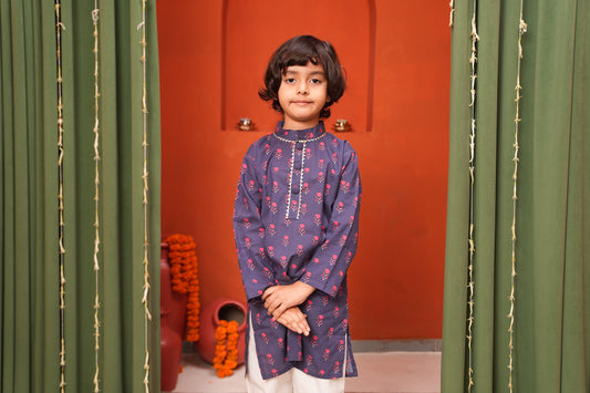 Midnight Bloom Boys Kurta Set