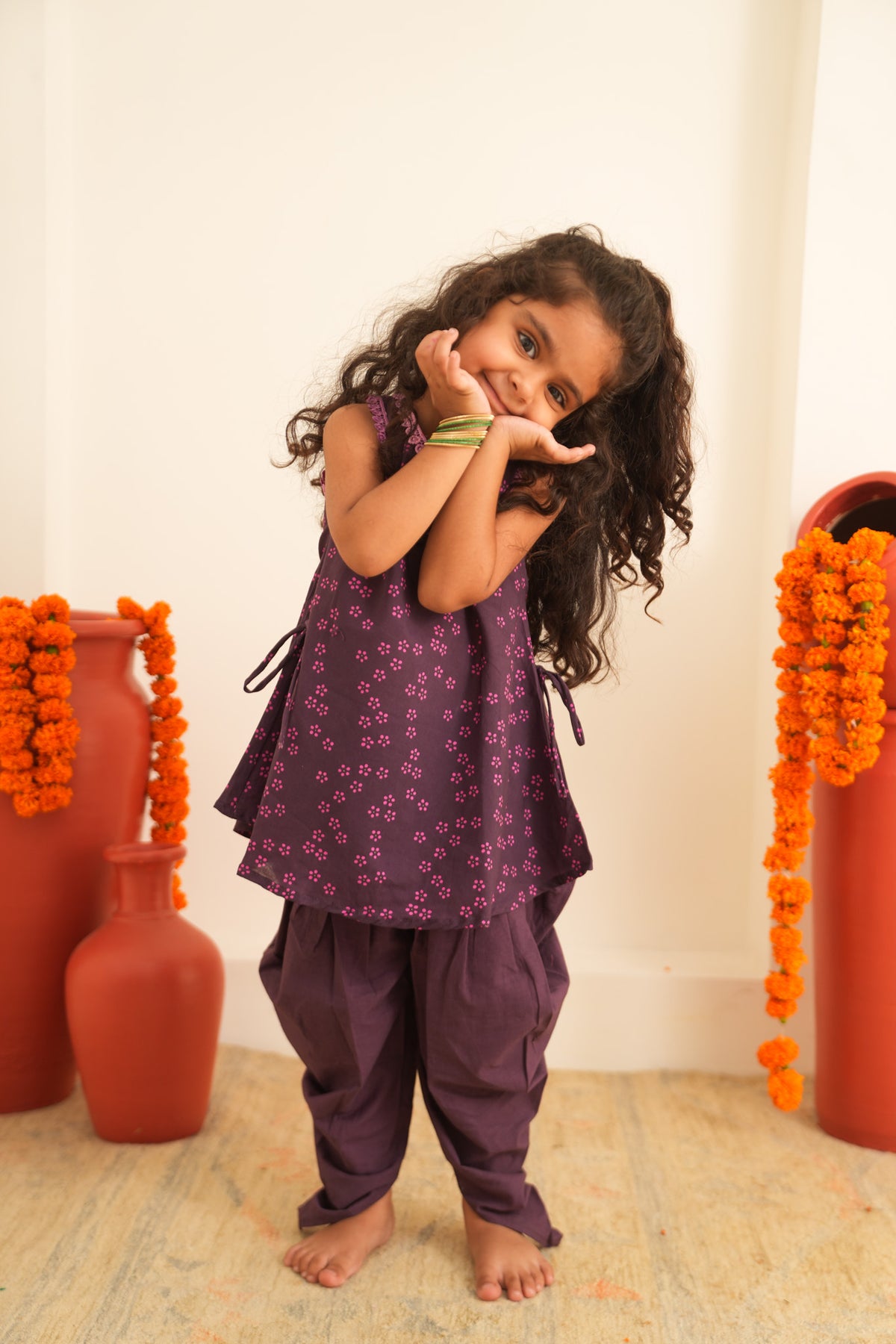 Royal Plum Tulip Dhoti Set