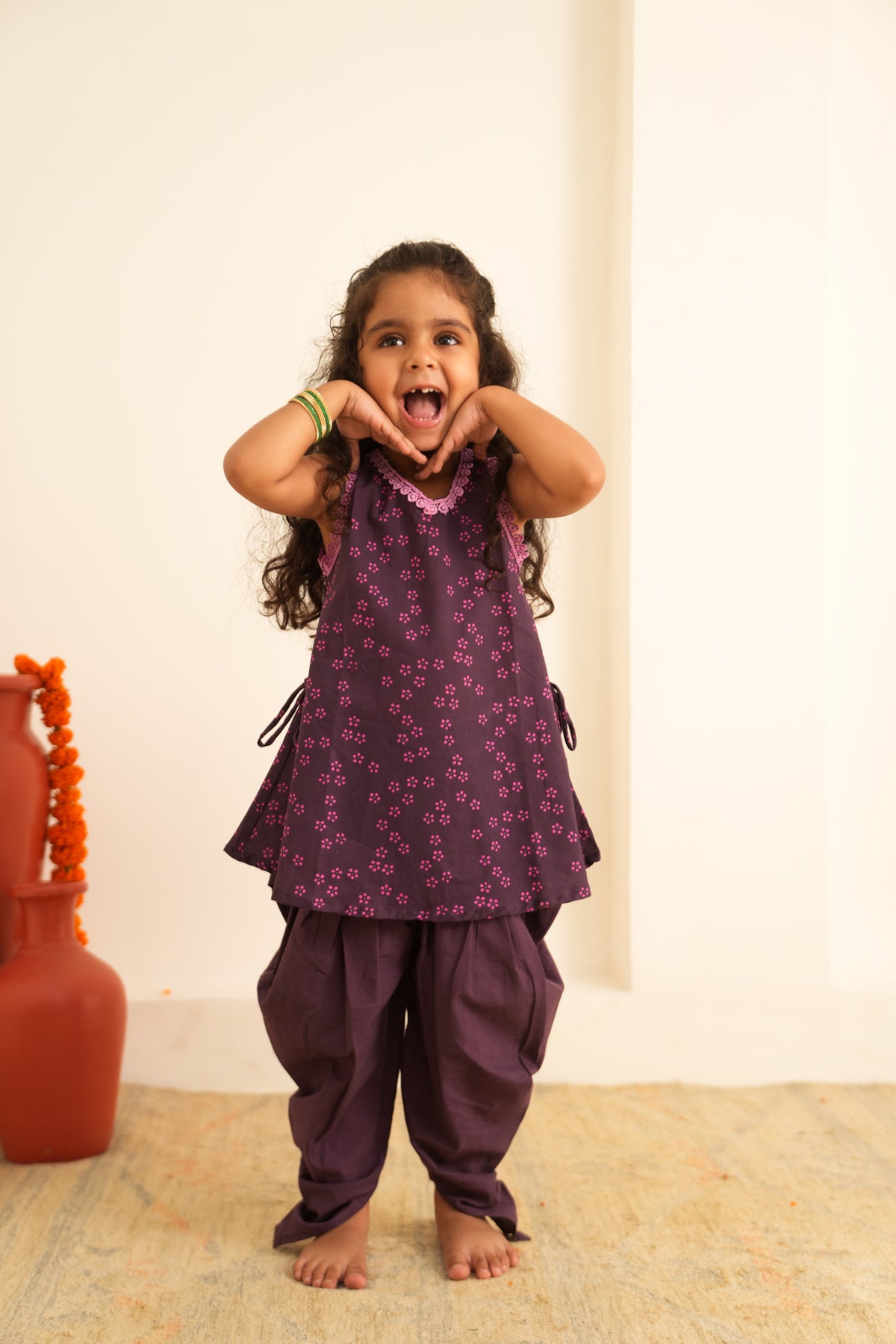 Royal Plum Tulip Dhoti Set