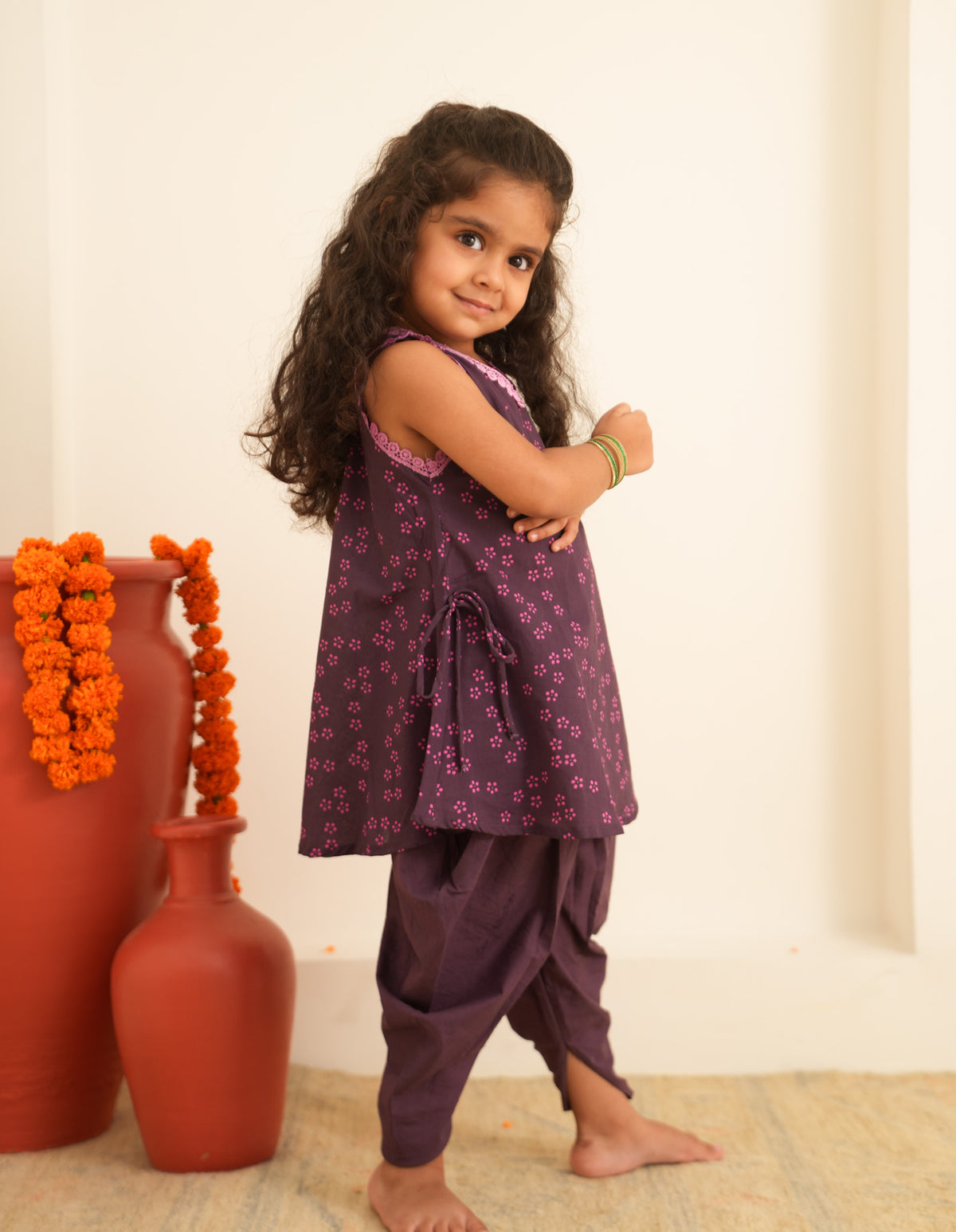 Royal Plum Tulip Dhoti Set