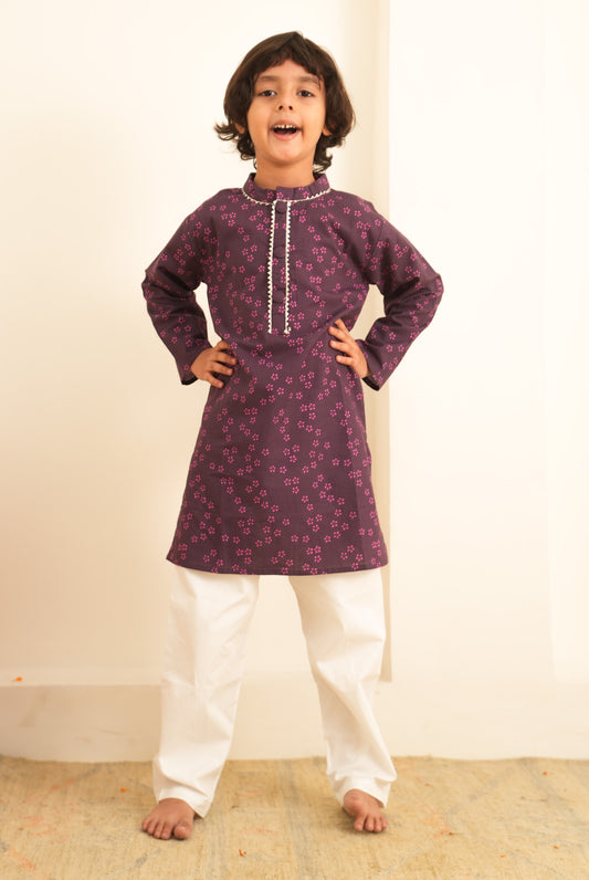 Royal Plum Boys Kurta Set