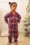 Purple Plaid Winter Flannel Night Suit