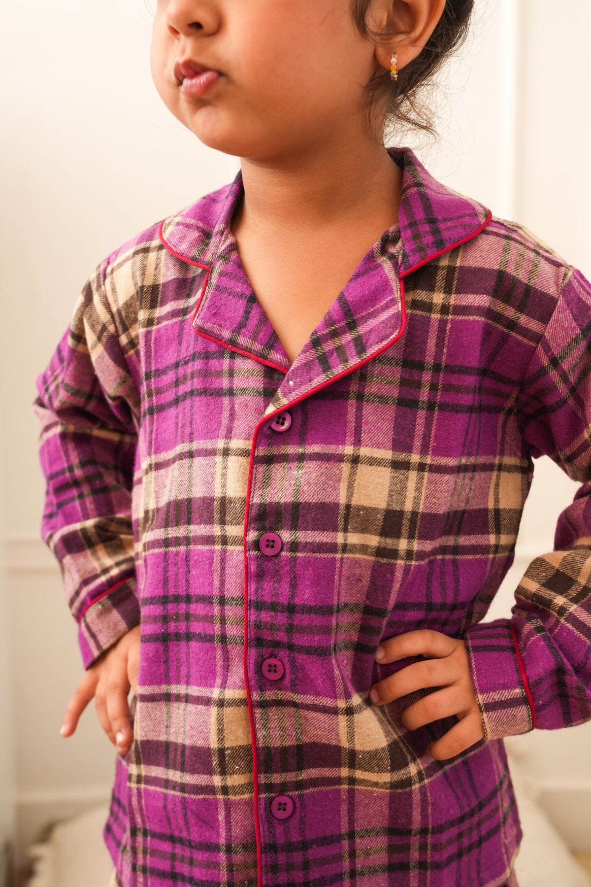 Purple Plaid Winter Flannel Night Suit