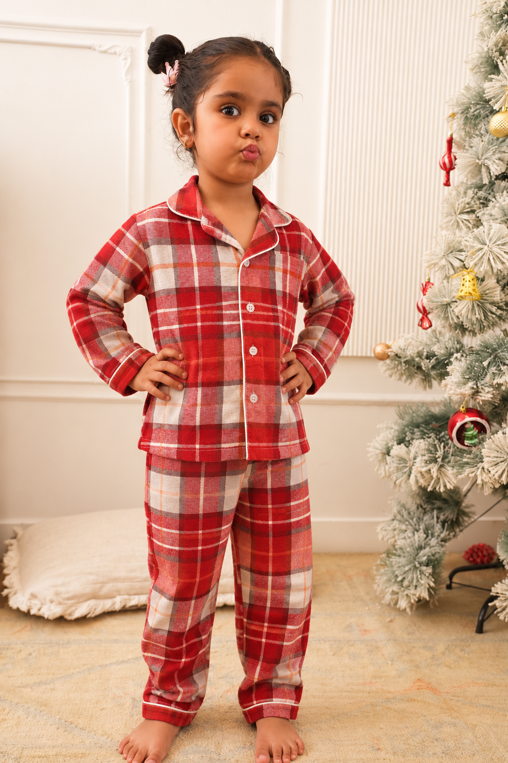 Christmas Classic Checks Winter Flannel Night Suit