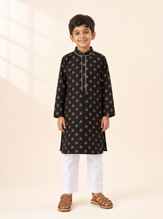 Noir Blossom Boys Kurta Set