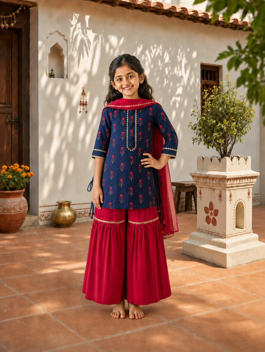 Midnight Bloom Gharara Set