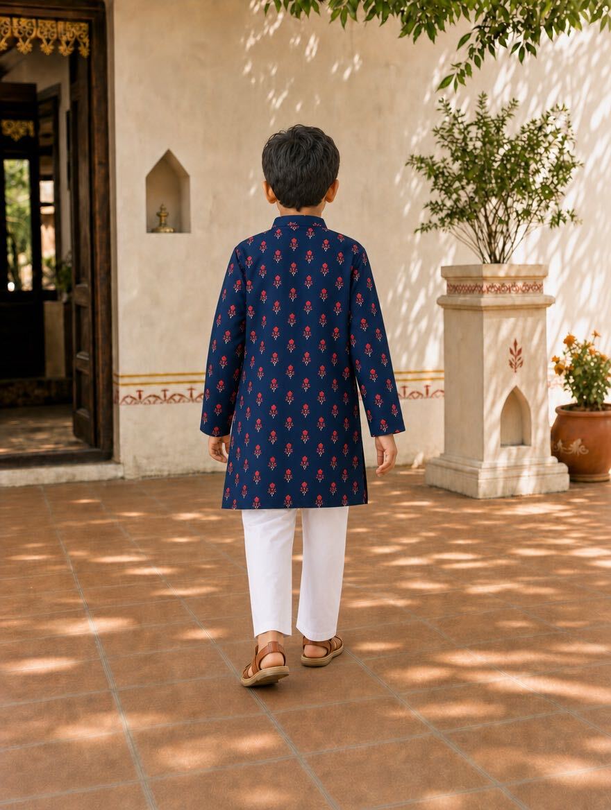 Midnight Bloom Boys Kurta Set