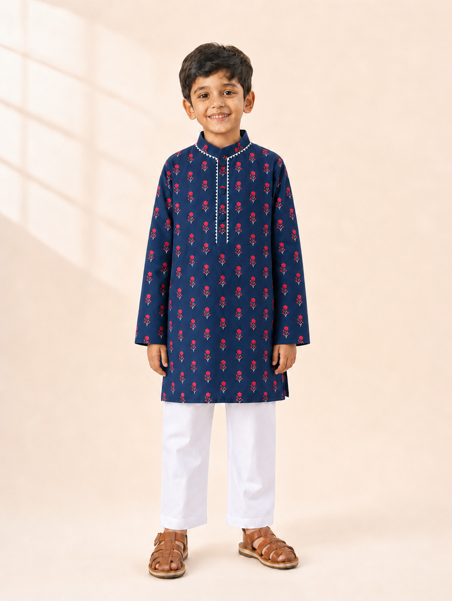 Midnight Bloom Boys Kurta Set