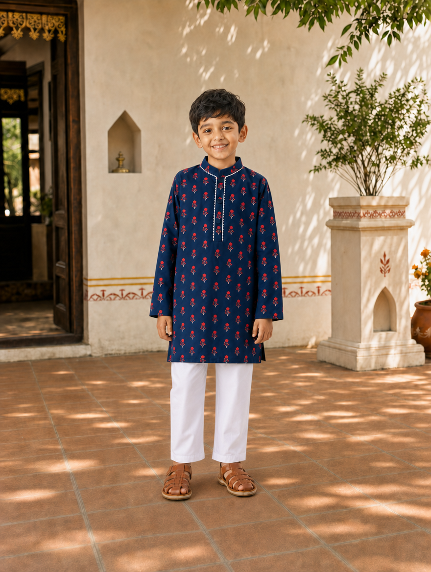 Midnight Bloom Boys Kurta Set