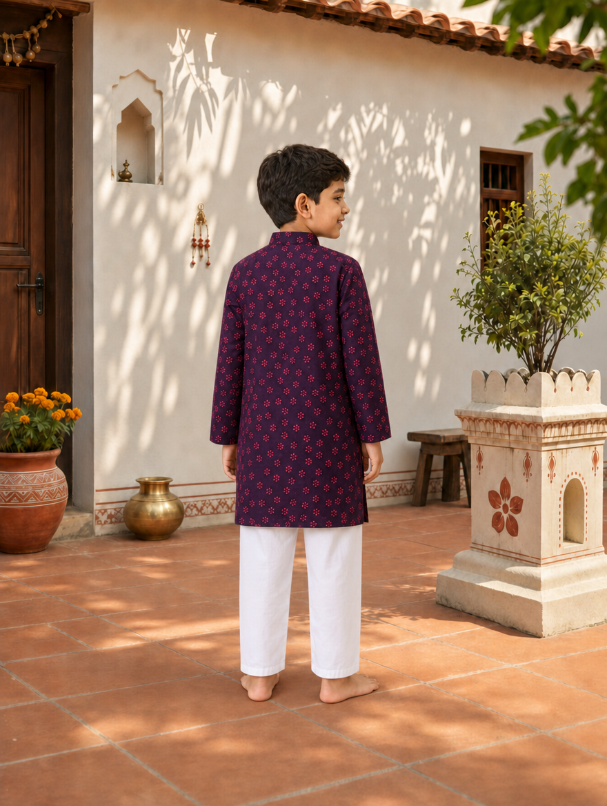 Royal Plum Boys Kurta Set