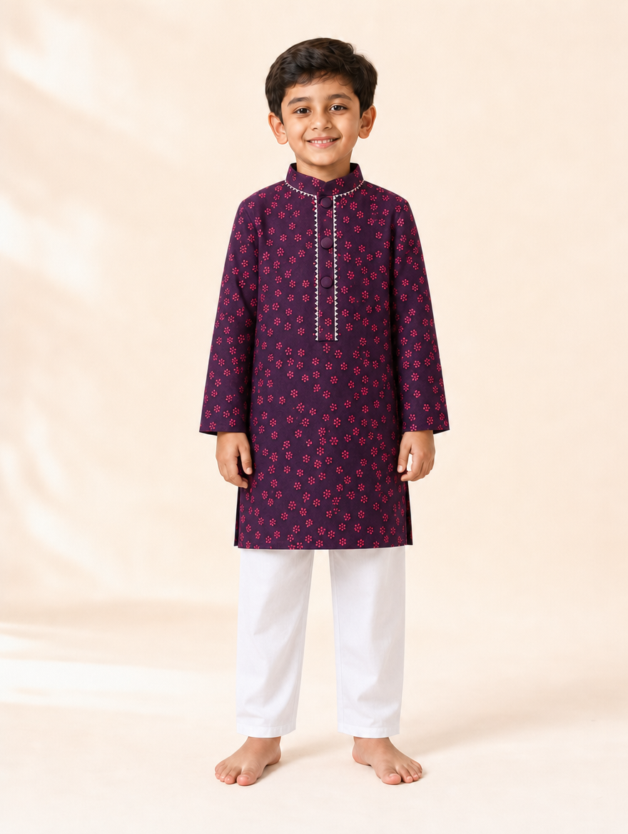 Royal Plum Boys Kurta Set