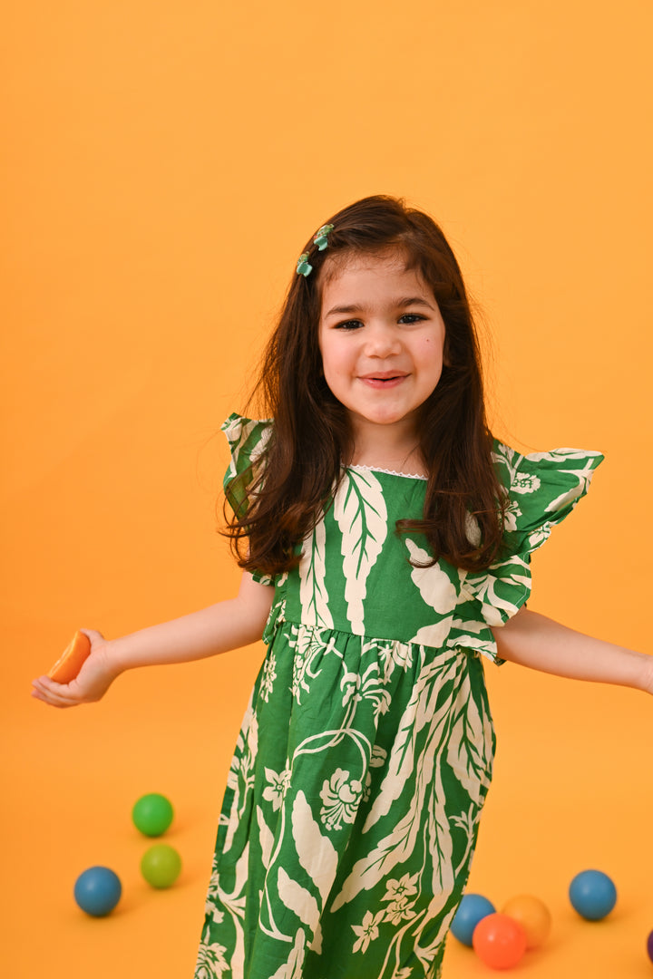 Green & White Dress