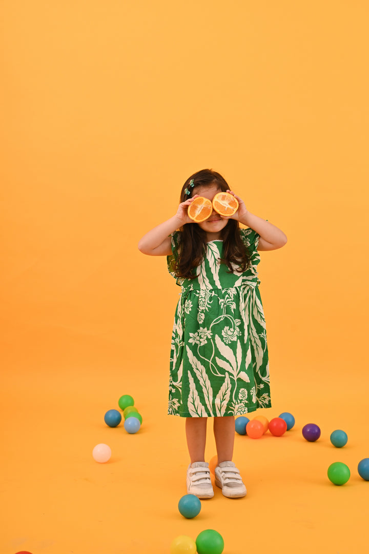 Green & White Dress