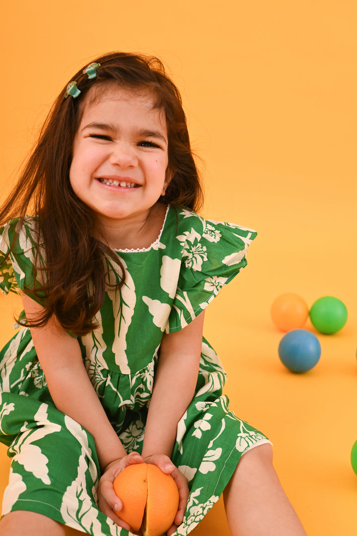 Green & White Dress