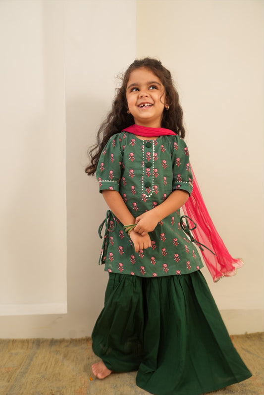 Emerald Bloom Sharara Set