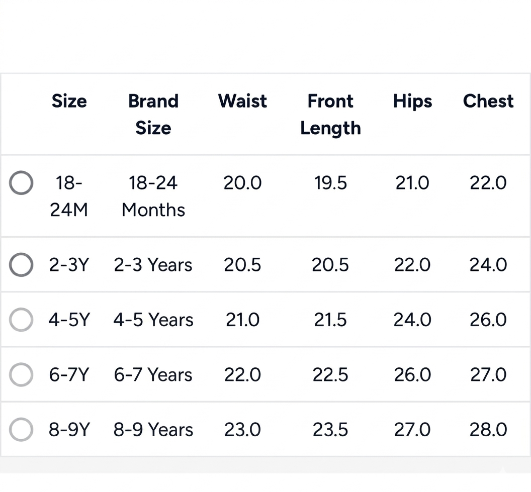 White Floral Dress Size Chart