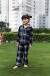 Black Winter Checks Kids Pajama Set - Puddle Fashion