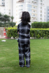 Black Winter Checks Kids Pajama Set - Puddle Fashion