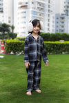 Black Winter Checks Kids Pajama Set - Puddle Fashion