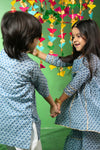 Blue Diamond Print Sibling Sets - Puddle Fashion