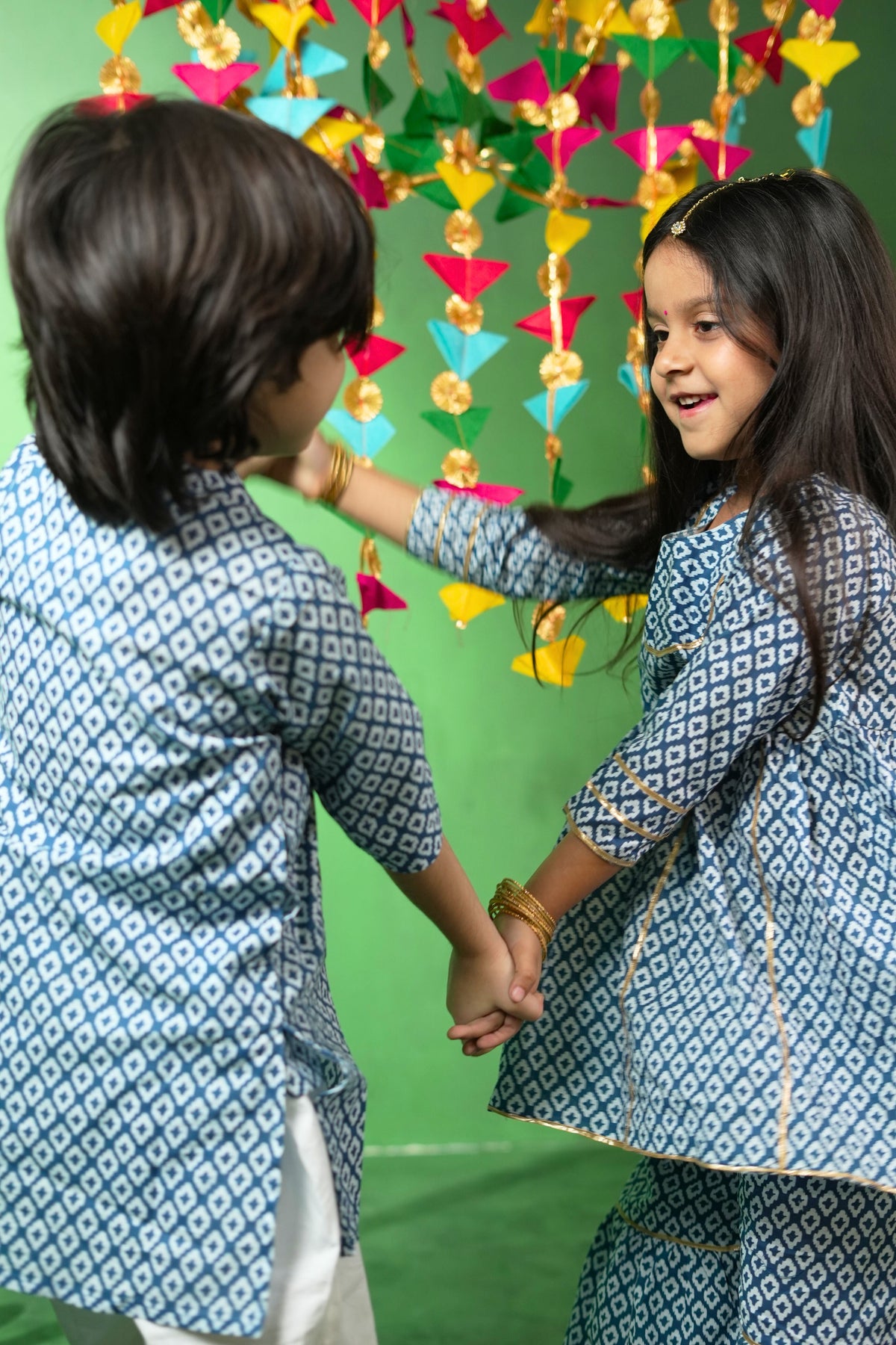 Blue Diamond Print Sibling Sets - Puddle Fashion