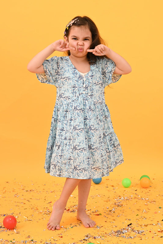 Blue Floral Dress - Puddle Fashion