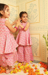 Blush Pink Floral Sharara Set (Set of Two) - Puddle Fashion