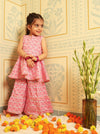Blush Pink Floral Sharara Set (Set of Two) - Puddle Fashion