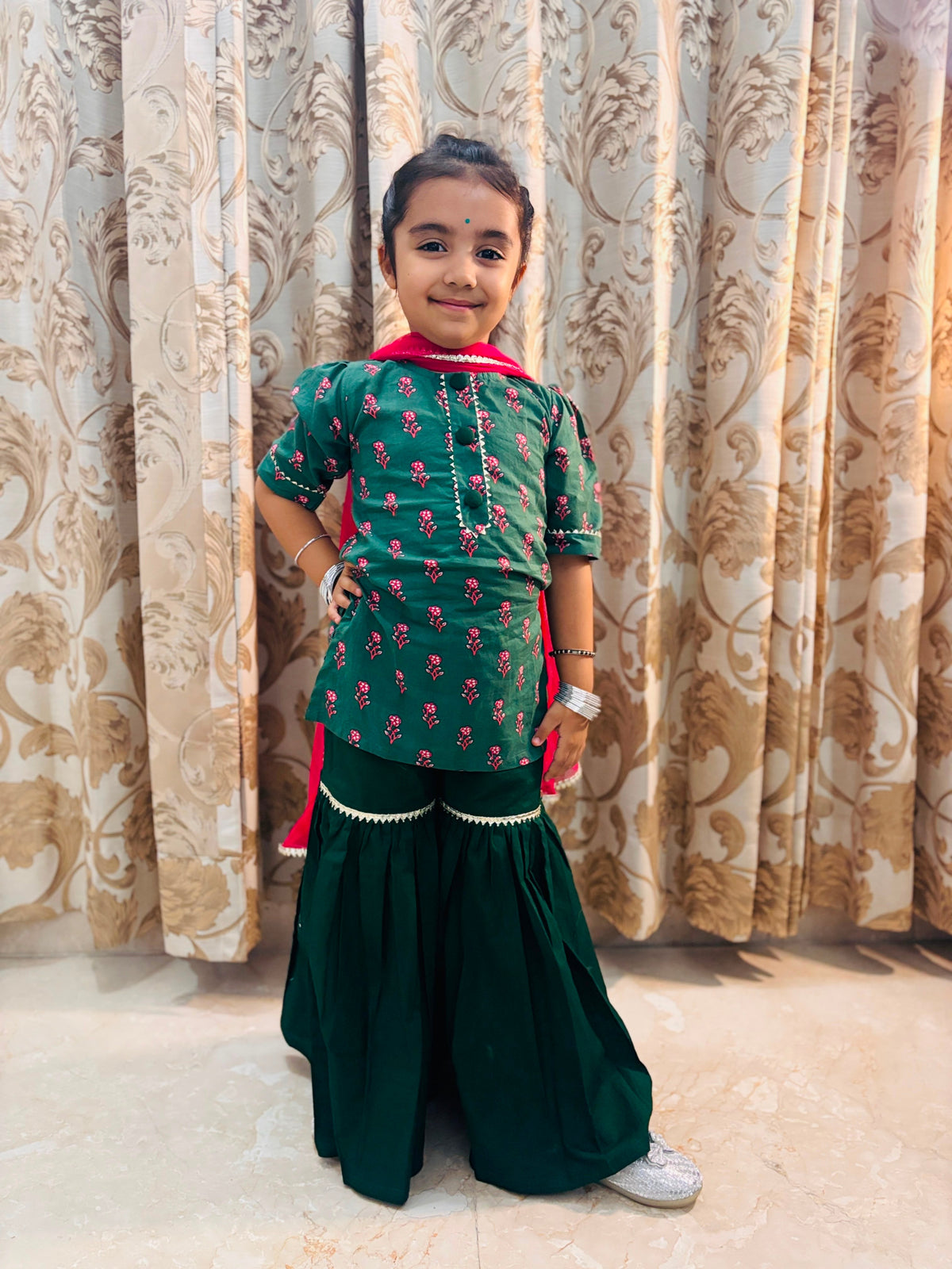 Emerald Bloom Sharara Set - Puddle Fashion