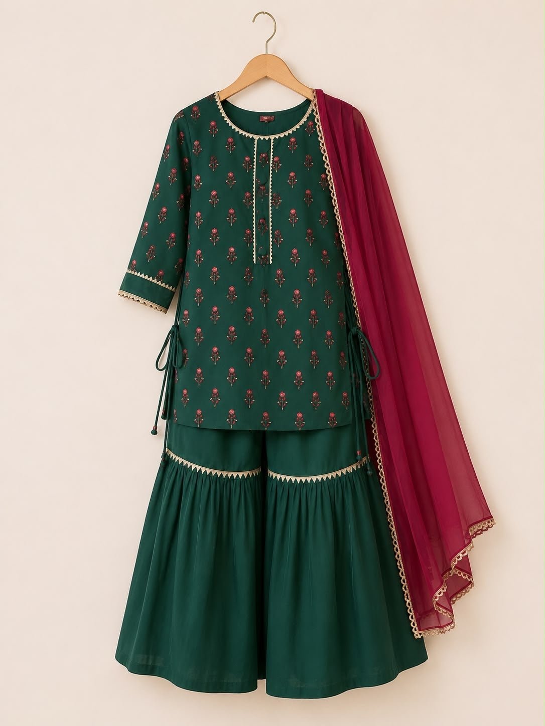 Emerald Bloom Sharara Set - Puddle Fashion