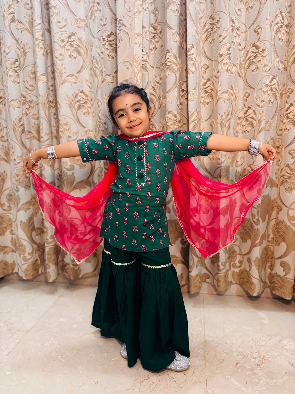 Emerald Bloom Sharara Set - Puddle Fashion