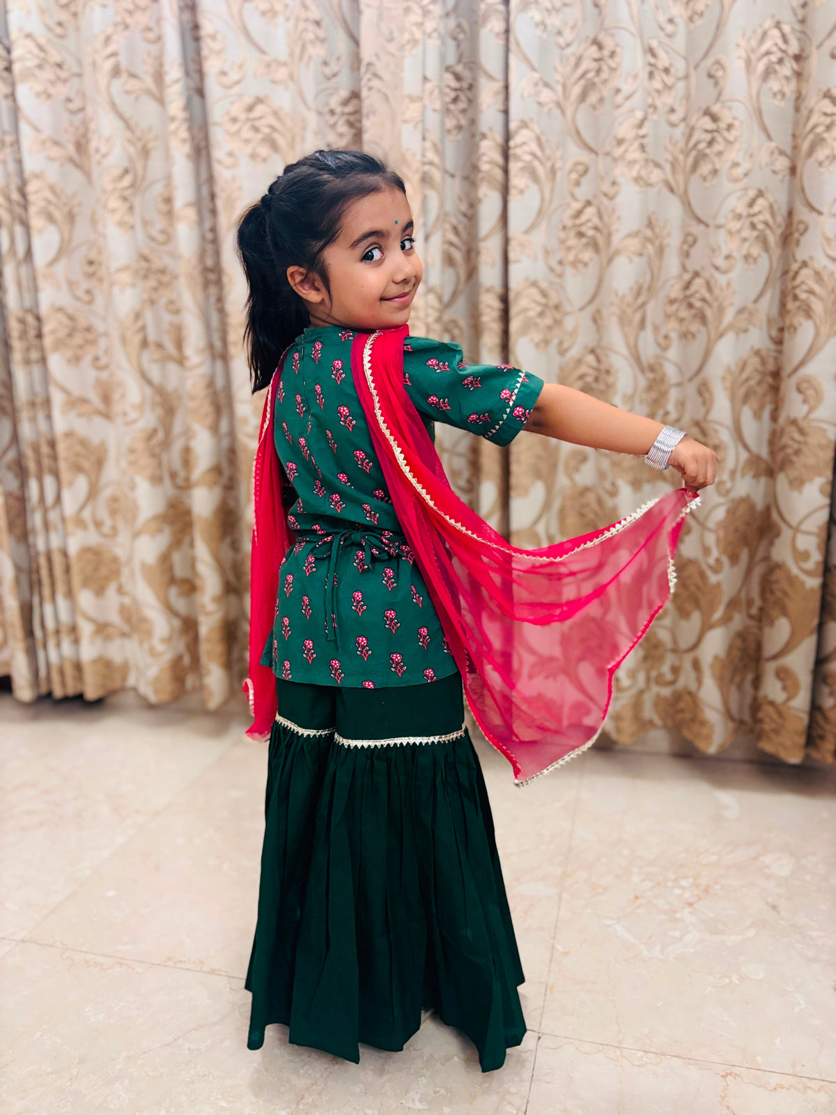 Emerald Bloom Sharara Set - Puddle Fashion