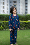 Festive Pup Flannel Night Suit – Navy Blue - Puddle Fashion