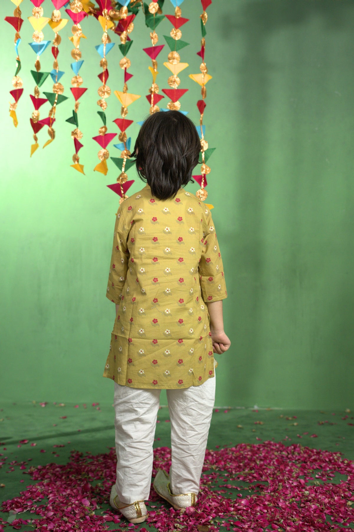 Mustard Floral Cotton Sibling Sets - Puddle Fashion